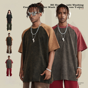 เสื้อยืดวินเทจผู้ชาย แขนสั้น ซักล้าง สีตัดต่อ รุ่นใหม่ประจำฤดูร้อนปี 2026 น้ำหนัก 285 กรัม รับผลิตตามสั่ง ขายส่ง - Product Image 2