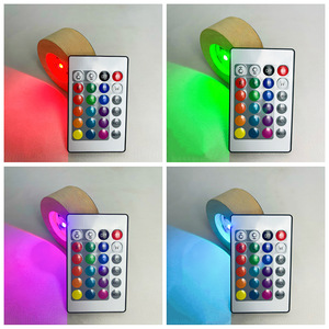 Venta al por mayor personalizado cuadrado 3D USB haya <span class=keywords><strong>de</strong></span> madera maciza RGB LED portalámparas luz nocturna dropshipping - Product Image 4
