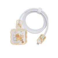 Pelindung Kabel Transparan 5 in 1 Motif Kartun Lucu untuk Adaptor Charger iPhone Apple