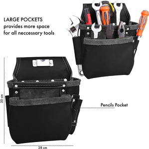 Sacs à outils personnalisés en cuir PU, sac de ceinture professionnel pour charpentier, 11 poches, ceinture à outils robuste pour travaux de construction électrique - Product Image 3
