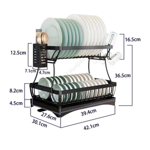Estante de Drenaje Doble de Acero Inoxidable CXT661 para Utensilios de Cocina, Estante Doméstico para Almacenamiento al por Mayor - Product Image 1