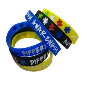 Consciência do autismo motivacional de alerta médico do esporte wrist band pulseira de silicone personalizado