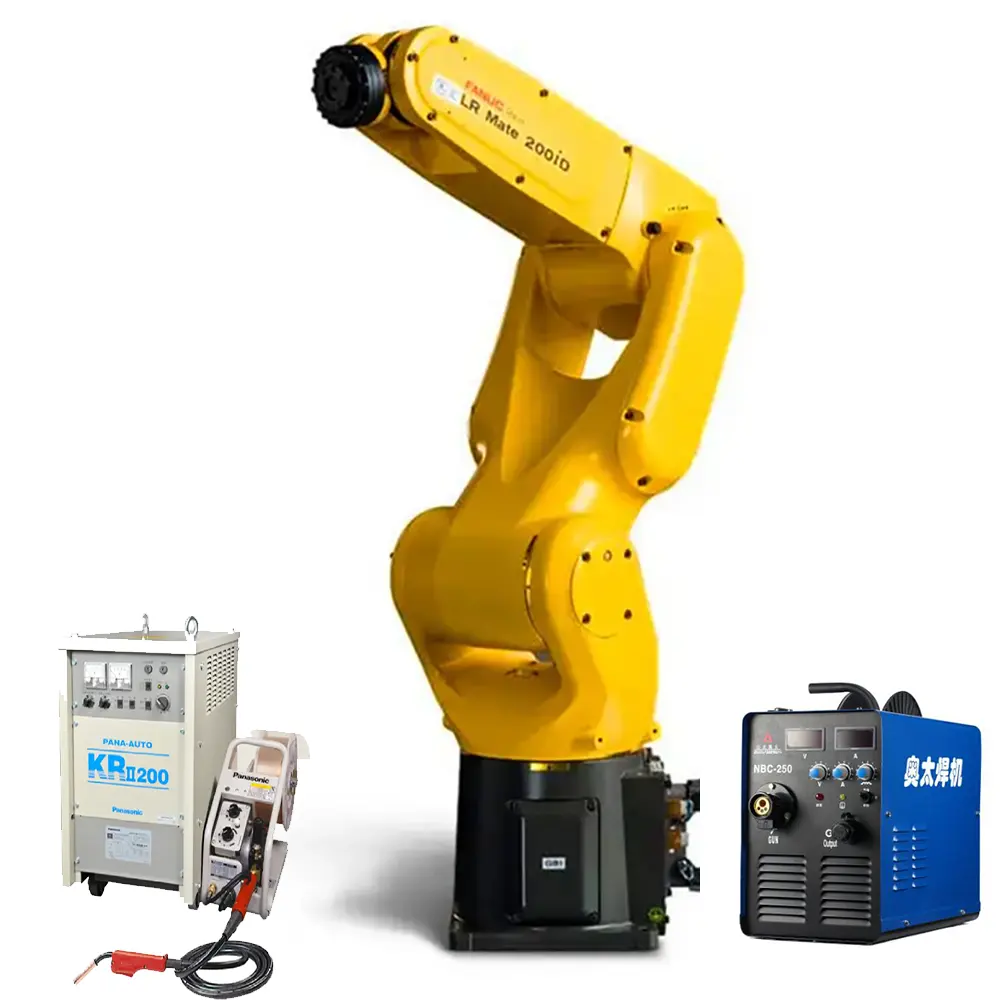 Petit robot de soudage FANUC à intelligence LR Mate 200ID avec soudeuse AOTI/KRII 200 soudeuse CO2/MiG/MAG soudage tuyau en acier inoxydable