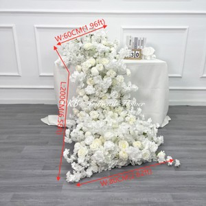 DKB Factory - Grande <span class=keywords><strong>Vente</strong></span> : Décoration Florale Extérieure pour Mariage et Saint-Valentin - Guirlande de Roses Blanches Artificielles en <span class=keywords><strong>Soie</strong></span> - Product Image 2