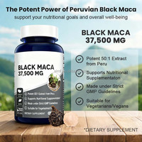 Cápsulas de Raíz de Maca Negra, Extracto 50:1, Maca Negra Peruana Orgánica, Cápsulas Vegetales, Suplemento Dietético, Apoyo Nutricional, Venta al Por Mayor OEM