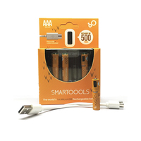 SMARTOOOLS Lot de 2 ou 4 piles rechargeables AAA NiMH 450mAh 1.2V USB pour jouets et véhicules électriques