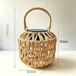 Solar Woven Lantern 16.5cm Diameter IP65 Outdoor Garden Light With Handle <b>For</b> Patio Camping Decor - Product Image 1