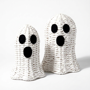 Cesta Decorativa de Mimbre Blanco con Ojos de Diamantes de Imitación para Halloween, Adorno Festivo para el Hogar - Product Image 1