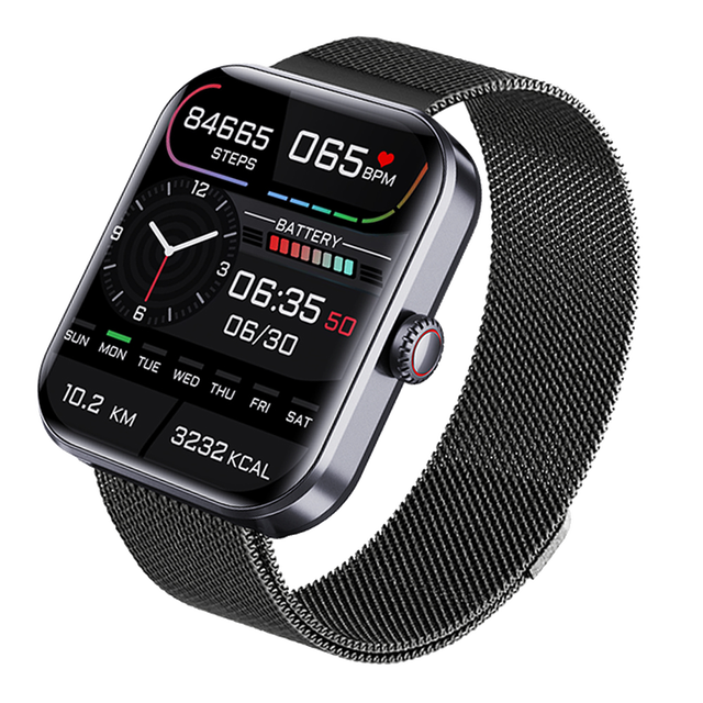 Android Square Smart Watch IPS (IP68) Tracks Fitness Activities Heart Rate Body Temperature Step Alarm Clock-5-10 Days Battery