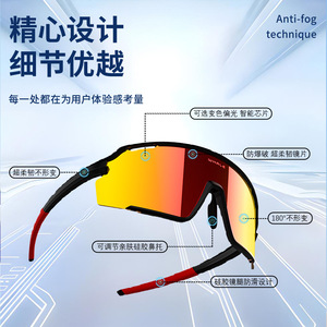 Lunettes de cyclisme polarisées Whale R4, lunettes de sport d'extérieur coupe-vent, lunettes de protection unisexes pour la course à pied et le cyclisme - Product Image 2