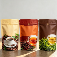 Pochette en plastique alimentaire multi-styles personnalisable avec fermeture éclair refermable pour l'emballage de café en grains et de feuilles de thé en détail