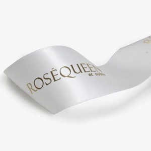 Cinta de raso de poliéster/algodón reciclado personalizada JulianRi con estampado de lámina plateada de una sola cara para embalaje de regalos, 1-1/2 pulgadas de ancho - Product Image 6