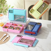 Nouvelle Arrivée Amz : Boîte à Lunch Scolaire Réutilisable pour Enfants, 4 Compartiments, Anti-Fuite, Sans BPA, Écologique, Compatible Micro-ondes et Lave-Vaisselle