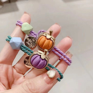 Korean Style Pumpkin Hair Tie Mixed Colors Rhinestone Decor Casual Headdress for Girls - Product Image 3