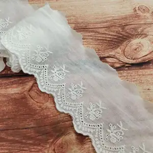 Fashionable white Cotton Lace Trim Embroidery Flower lace Design For Lingerie