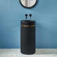 Pierre artificielle de luxe moderne de haute qualité, salle de bain une pièce, piédestal autoportant, lavabo à main pour hôtel
