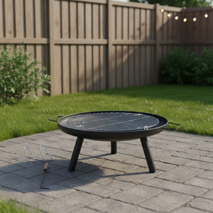 Leisure <b>Portable</b> Outdoor <b>Firepit</b> Steel BBQ Adjustable Height for Charcoal Firewood Burning Outdoor Furniture Park Use Baking - Product Image 1