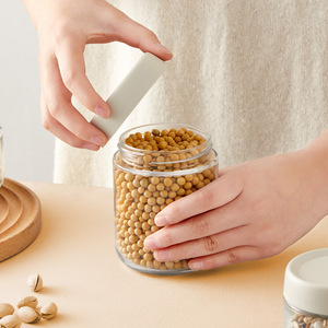 Candy Jar Sealed Glass Storage Container With Plastic Lid For Grains Cereals Coffee Food Air Tight Cylinder Shape - Product Image 3