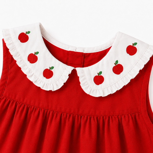 Vendita all'Ingrosso di Nuovi Vestiti Personalizzati per Bambine, Abito Senza Maniche Rosso in 100% Cotone, Vestiti Estivi per Bambine - Product Image 3