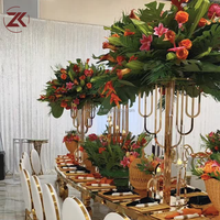 Support floral de mariage en métal doré et cristal, design suspendu moderne ZKAI pour décoration de scène de mariage