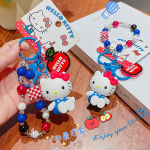 Porte-clés en perles de plastique KT véritable motif dessin animé rouge, bleu, blanc, pendentif de sac pour femme, petit cadeau - Product Image 3
