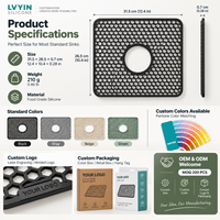 Tapis de protection d'évier en silicone sur mesure, personnalisable (couleur, logo), qualité alimentaire, résistant à la chaleur, avec drainage alvéolé, OEM ODM