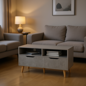 Mobile TV in Legno Ingegnerizzato Grigio Cemento 35.4x15.7x19.1 Pollici, Moderno Minimalista con Spazio Contenitivo per Soggiorno - Product Image 2