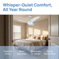 Ventilateur de plafond intelligent et moderne de 52 pouces avec télécommande, économe en énergie, grand ventilateur de plafond pour la maison et l'hôtel
