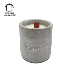 Fornecedor natural artesanal pote de concreto cinza jarra madeira vela perfeita para presentes