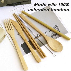 Juego de Cubiertos de Viaje Ecológicos Reutilizables de Bambú Pulido con Acabado Espejo y Mangos de Acero Inoxidable para Niños y Adultos, Ideal para Camping - Product Image 3