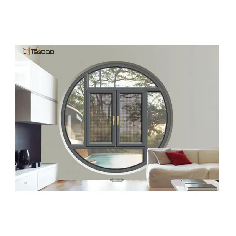 Tegood Factory Low Price Round aluminium large round glass window for buildings