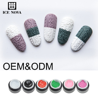 Gel de peinture 3D ICE, gel de peinture 3D sans essuyage, 12 couleurs, effet unique pour l'art des ongles, gel en relief, vernis à ongles, peinture