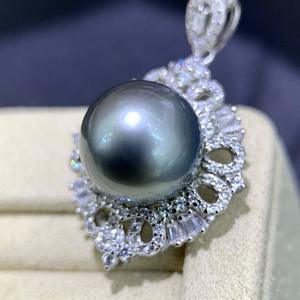 Nouvelle bague pendentif en argent pur S925 avec perle naturelle de 12-13 mm, face ronde impeccable sur chaîne en argent, accessoire de vêtement pour femme, cadeau - Product Image 4