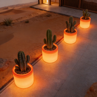 Pots de fleurs en plastique éclairés par LED, pots de jardin lumineux