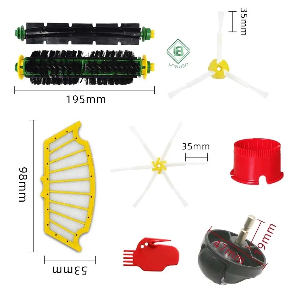 ชุดแปรงลูกกลิ้งสำหรับ irobots roombas 500ชุดแปรงด้านข้างแผ่นกรอง HEPA สำหรับอะไหล่เครื่องดูดฝุ่นหุ่นยนต์ล้อตัวกรอง