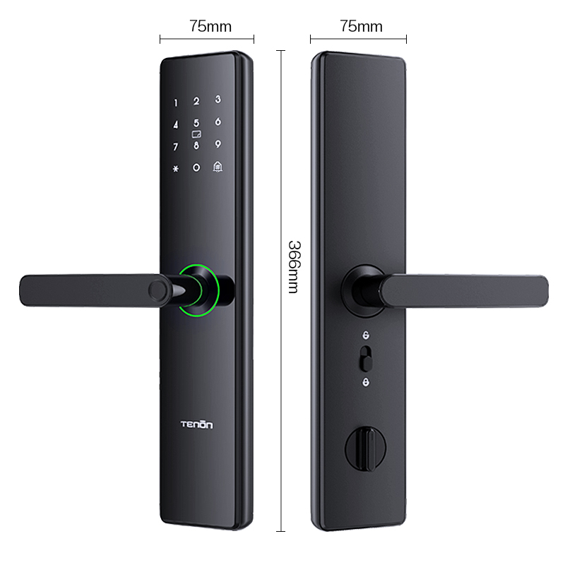 Tenon E15 Smart Electronic Door Lock Keyless Card Access Digital Fingerprint Interior Fireproof Security Rim Door Lock Password