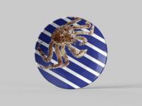 Assiette en mélamine légère à motif rayé de crabe ermite nautique côtier pour la restauration hôtelière, les pique-niques en plein air et l'usage quotidien en cuisine