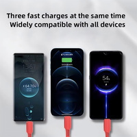 Câble de charge multi-ports CH-2 3 en 1 USB-C/Micro USB 5A Charge rapide 20W PD pour iPhone//Ordinateur 1,2m