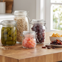 Bocaux en verre transparent de qualité alimentaire 500ml 750ml 1500ml pour cuisine, bocaux de conservation hermétiques vides pour biscuits, confiture, miel, bocaux Mason en verre à couvercle à clip