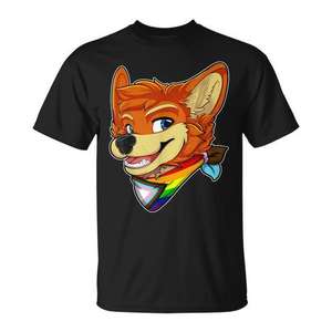 Camiseta Furry Fox Progress Pride, Unisex, para Adultos, Manga Corta, Cuello Redondo, Impresión Digital, Actividades Promocionales - Product Image 1