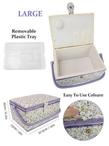 Panier à couture en tissu avec fleurs violettes fragmentées, écologique, durable, collection artisanale pour la famille, vente en gros - Product Image 4