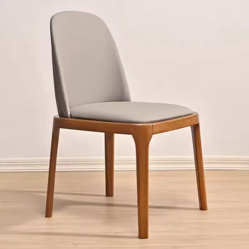 गर्म बिक्री नॉर्डिक चमड़े के आधुनिक लक्जरी डिजाइन फर्नीचर भोजन कक्ष कुर्सियाँ ठोस लकड़ी की कुर्सियाँ