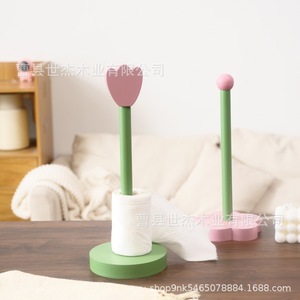 Flower Shaped Wooden <b>Paper</b> Towel Holder Desktop <b>Kitchen</b> Storage Tulip Design For Home Use - Product Image 4