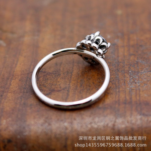 yunnique Flower Shape <b>Titanium</b> Steel <b>Ring</b> Black Zircon Claw Setting Women's Fashion Jewelry Gift - Product Image 4