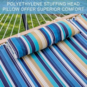 <b>Hammocks</b> Quilted Fabric Double <b>Hammock</b> with Detachable Curved Bamboo Spreader Bar and Soft Pillow - Product Image 2