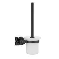 Support de brosse WC moderne en acier inoxydable 304 avec gobelet en plastique, ensemble brosse et support WC noir, accessoire hôtelier chromé