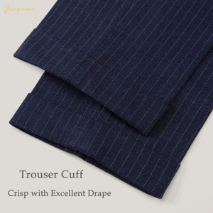 Pantalon habillé rayé pour homme avec ajusteurs latéraux doubles et ourlet à revers |   Pantalon formel extensible et respirant, teint éco-responsable - Product Image 4