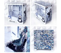 Boîtiers de PC de bureau ATX sur mesure sur le thème de l'anime, tours transparentes avec vue sur la mer, prise arrière avec ventilateurs en stock