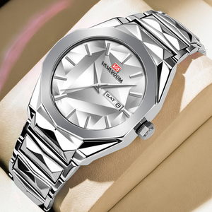 Edgy Mens Bold Blue Statement Watch Diamond Cut Dial Gold Accent Wristwatch for Streetwear - Product Image 3