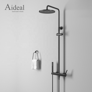 Set Doccia a Pioggia di Lusso Nero Montato a Parete in Ottone con Miscelatore in Ceramica Design Elegante per Bagno - Product Image 5